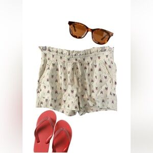 Wallflower pull on drawstring linen blend relaxed fit shorts size L